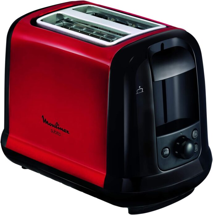 ⁦MOULINEX Subito Grille pain 2 fentes rouge toaster Thermostat 7 position Décongetaion Rechauffage Remontrée extra haute LT260D11⁩ - الصورة ⁦4⁩